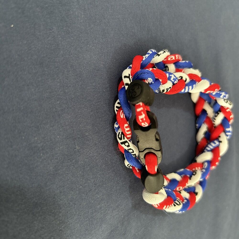 NEW! Red White And Blue 3 Rope 20 Inch Titanium Sports Baseball Necklace